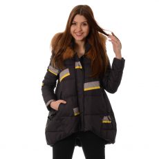 Puchowa damska kurtka Futro Czarna Wife First 9091 Puchowa damska kurtka Futro Czarna Wife First 9091